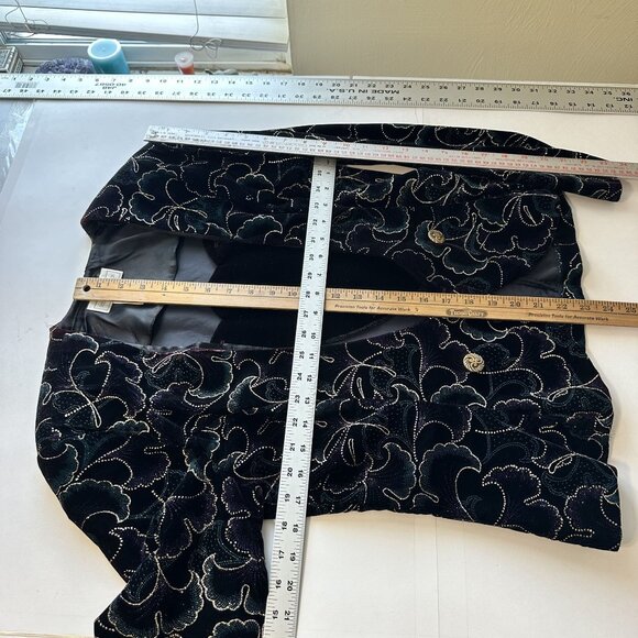 Scott McClintock Womens Velvet Blazer Jacket Top Size 10 Black Gold Evening Vtg - Picture 4 of 9